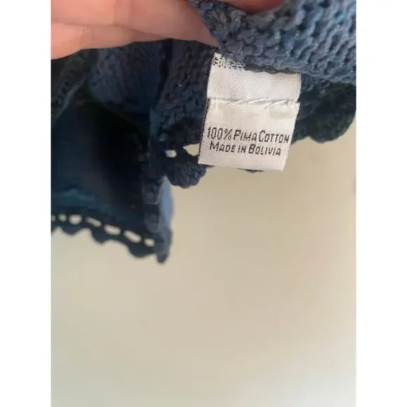 Peruvian Connection Colorful Pima Cotton Knit Top L-XL Purple Green Blue - Picture 3 of 4